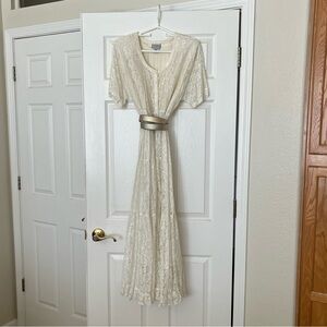 Vintage 90s Starina Shimmery Lace Button-up Dress